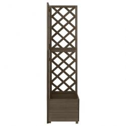 Jardinière d angle en treillis Gris 40x40x150 cm Bois de sapin 316412