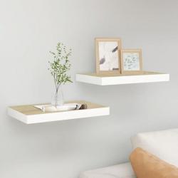 Étagères flottantes 2 pcs Chêne et blanc 40x23x3,8 cm MDF 326571