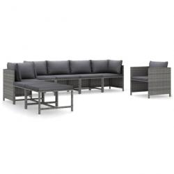 Salon de jardin 8 pcs avec coussins Résine tressée Gris 3059769