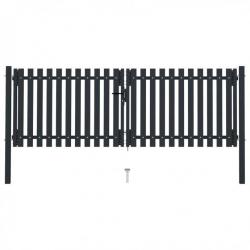 Portail de clôture à double porte Acier 306x125 cm Anthracite 146350