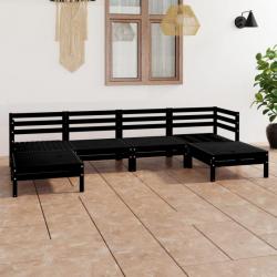 Salon de jardin 6 pcs Noir Bois de pin massif 3083338