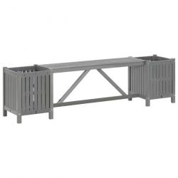 Banc de jardin avec 2 jardinières 150 cm Bois d acacia Gris 311823