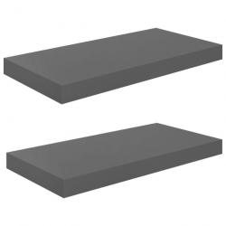 Étagère murale flottante 2 pcs Gris brillant 50x23x3,8 cm MDF 323788