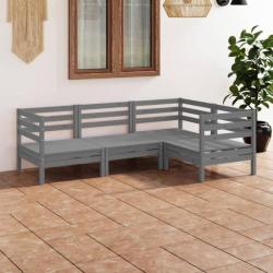 Salon de jardin 4 pcs Bois de pin massif Gris 3082689