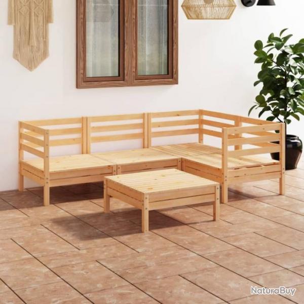 Salon de jardin 5 pcs Bois de pin massif