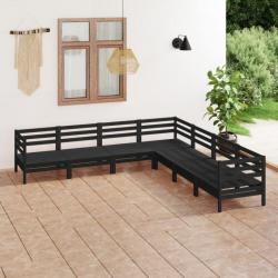 Salon de jardin 7 pcs Bois de pin massif Noir 3083098