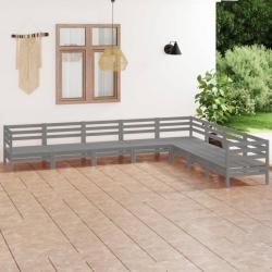 Salon de jardin 8 pcs Bois de pin massif Gris