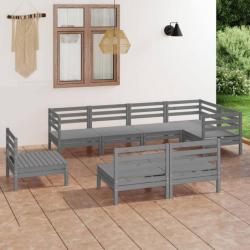 Salon de jardin 8 pcs Bois de pin massif Gris 3082896