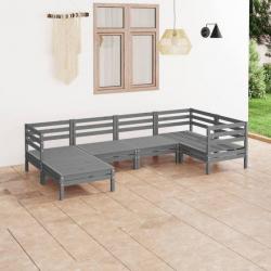 Salon de jardin 6 pcs Bois de pin massif Gris