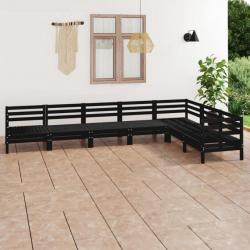 Salon de jardin 7 pcs Bois de pin massif Noir 3083018