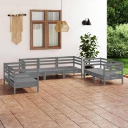 Salon de jardin 7 pcs Gris Bois de pin massif