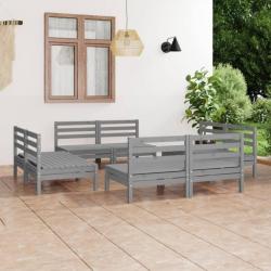 Salon de jardin 8 pcs Gris Bois de pin massif 3082414