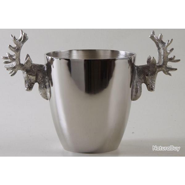 Seau  champagne tte de cerf en aluminium