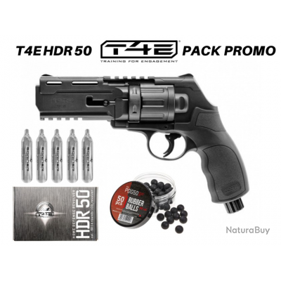 Pack Promo Revolver Umarex®  T4E HDR 50 co2 billes caoutchouc 11 joules (enchères 1 € sans prix r 2