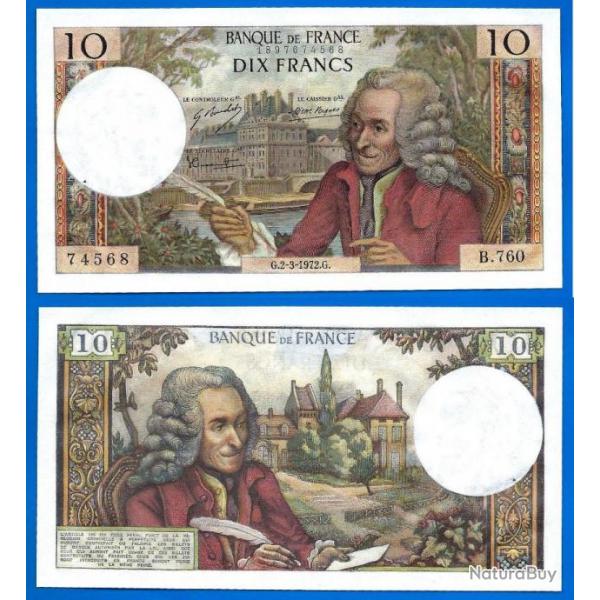 France 10 Francs 1972 2 Mars Billet Voltaire Franc