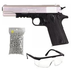 Pack Colt 1911 Métal Slide Dual Tone Silver/Black (Cybergun)