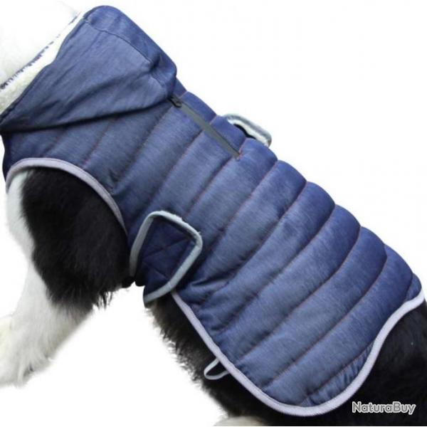 Manteau  capuche bleu impermable pour chien  - Livraison gratuite et rapide