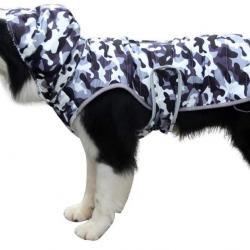 Manteau à capuche blanc camouflage imperméable pour chien - Livraison gratuite et rapide