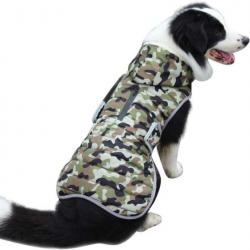 Manteau à capuche vert camouflage imperméable pour chien - Livraison gratuite et rapide