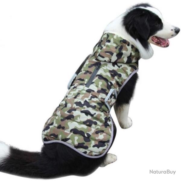 Manteau  capuche vert camouflage impermable pour chien - Livraison gratuite et rapide