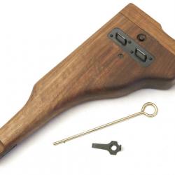 Rare étui crosse bois Luger P08 avec clé et baguette réf 800