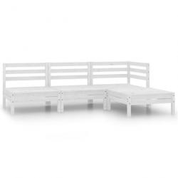 Salon de jardin 4 pcs Bois de pin massif Blanc 806618