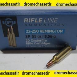 lot de 5 BOITES 20 CARTOUCHES PARTIZAN CALIBRE 22-250 REMINGTON 55 GRAINS SP