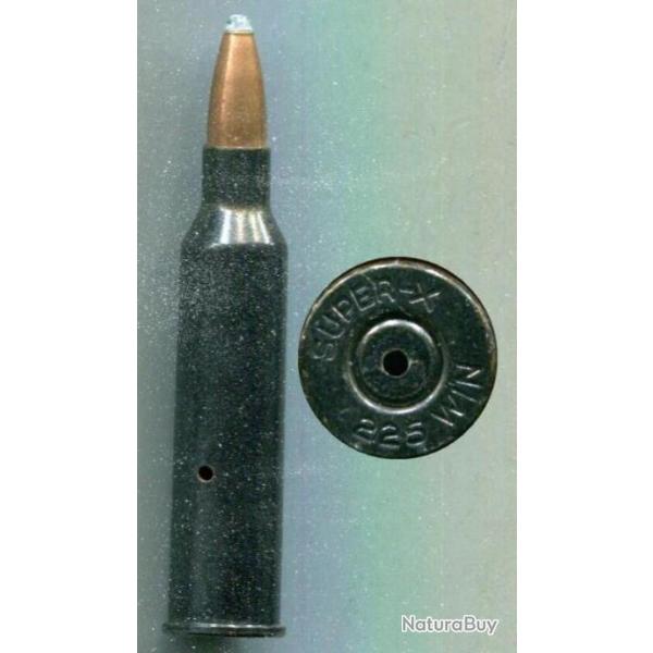 .225 Winchester - cartouche de manipulation tui noir - amorce perce