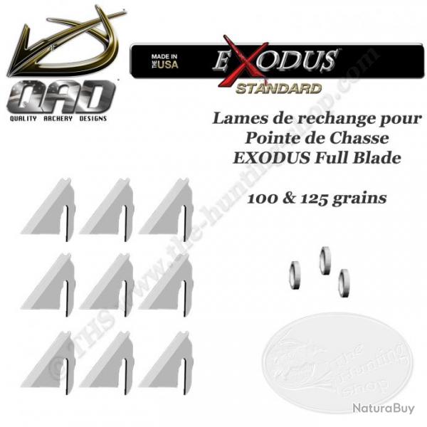 QAD EXODUS Pack de 9 lames de rechange pour pointes de chasse 100 et 125 grains 125