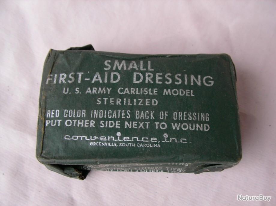 WW2 US PANSEMENT AMÉRICAIN " SMALL FIRSTAID DRESSING " ROUGE CARLISLE