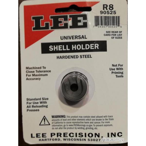 shell holder Lee 8 N8 R8 pour 33 win, 348 win, 40/82 win, 416 rigby, 45/70 gouv...