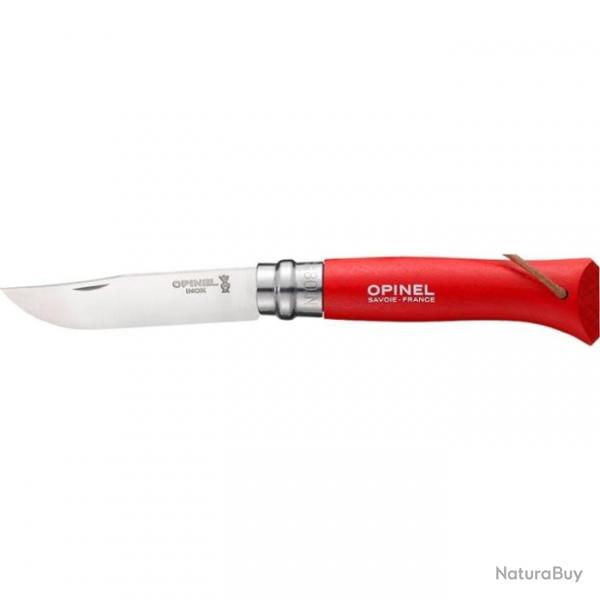 Couteau Opinel Baroudeur N08 Inox - Lame 85mm Bleu Fonc - Rouge