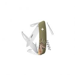 Couteau Suisse Swiza D05 - Olive avec Impression - Cerf