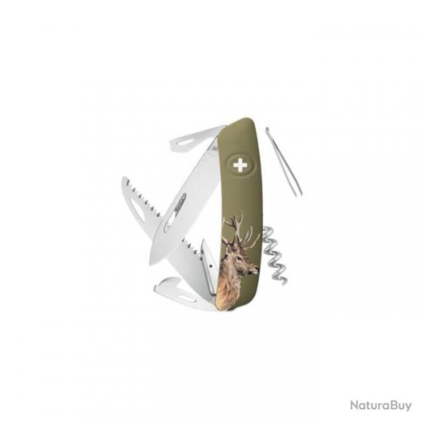 Couteau Suisse Swiza D05 - Olive avec Impression - Cerf