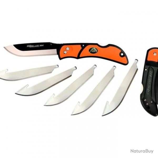 Couteau Outdoor Edge Razor Lite EDC - Lame 89mm + 6 Lames Orange/Noir - Orange/Noir