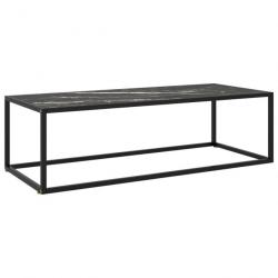 Table basse Noir avec verre marbre noir 120x50x35 cm 322886