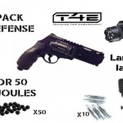 Pack Walther T4E HDR 50, 11 Joules+ 50 BILLES+ 10 CARTOUCHES GAZ + lampe laser+ mallette 
