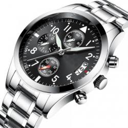 Montre de luxe chronographe en acier inoxydable pour homme - LIVRAISON GRATUITE ET RAPIDE