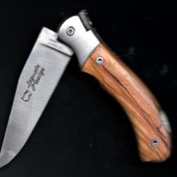 LAGUIOLE NOUVEAU :le ROUERGUE  Couteau ergonomique en OLIVIER  gravé Prénom