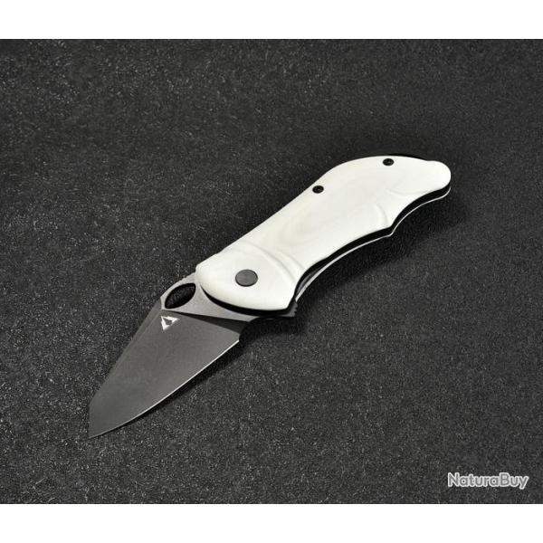Couteau CMB Made Knives Hippo White Lame Acier D2 IKBS Linerlock Clip CMB05W