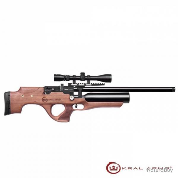 Carabine PCP KRAL EKINOKS Puncher  Wood S / A - 6,35 mm - 20 Joules + (SEMI-AUTOMATIQUE a 50 J.)