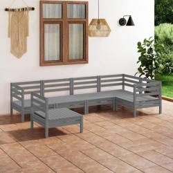 Salon de jardin 6 pcs Bois de pin massif Gris