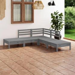 Salon de jardin 5 pcs Bois de pin massif Gris