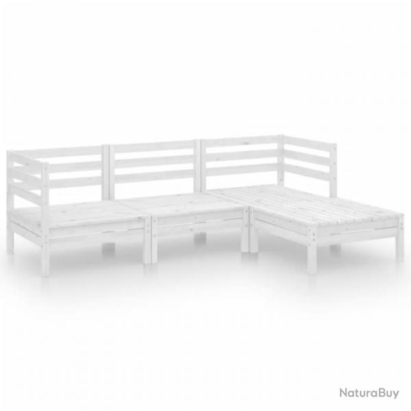 Salon de jardin 4 pcs Bois de pin massif Blanc