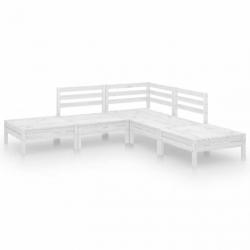 Salon de jardin 5 pcs Bois de pin massif Blanc