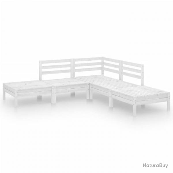 Salon de jardin 5 pcs Bois de pin massif Blanc