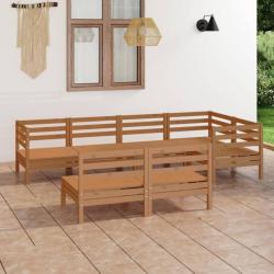 Salon de jardin 7 pcs Bois de pin massif Marron miel