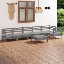 Salon de jardin 7 pcs Bois de pin massif Gris