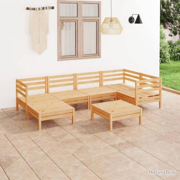 Salon de jardin 7 pcs Bois de pin massif