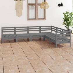 Salon de jardin 6 pcs Bois de pin massif Gris